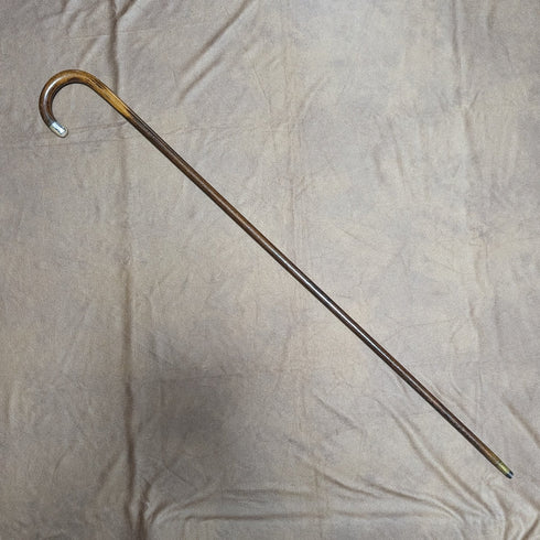 1919年 英国アンティーク 紳士用軽量ステッキ 純銀装飾 ブラウンシャフト 90cm